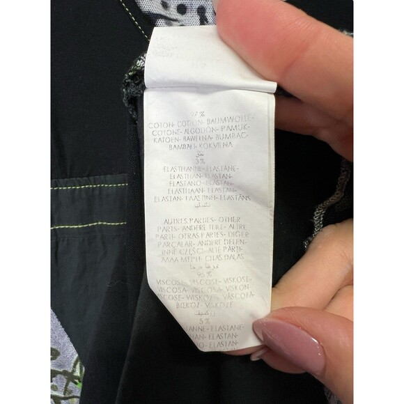 Vintage CACHE Y2K Black Green Graphic Asymmetrical Dress Goth Indie Grunge 40 - Picture 11 of 14